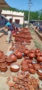 Pooters with their pottery products in Koraput Royalty Free Stock Photo