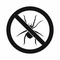 No spider sign icon, simple style Royalty Free Stock Photo