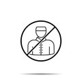 No staff, hotel icon. Simple thin line, outline vector of hotel service ban, prohibition, forbiddance icons for ui and ux, website