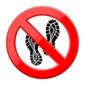 No standing icon, Imprint shoes sign