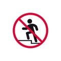 No stepping on surface prohibited sign, forbidden modern round sticker, vector illustration
