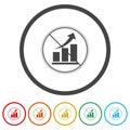 No or Stop Chart icon. Set icons in color circle buttons Royalty Free Stock Photo