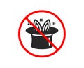 Hat-trick icon. Magic tricks with hat and rabbit sign. Vector