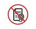 Reject certificate icon. Decline document sign. Vector