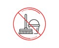 Cleaning bucket with mop line icon. Vector