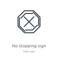 No stopping sign icon. Thin linear no stopping sign outline icon isolated on white background from traffic signs collection. Line Royalty Free Stock Photo