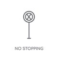 No stopping sign linear icon. Modern outline No stopping sign lo