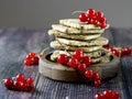 No sugar berry crackers made of whole grain flour, sweetener and fresh berries, healthy snack concept. Red currant cookies. Pastry