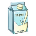 No sugar yogurt icon, cartoon style