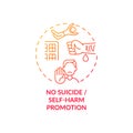 No suicide and self-harm promotion concept icon