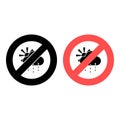 No sun, cloud, rain icon. Simple glyph, flat vector of weather ban, prohibition, embargo, interdict, forbiddance icons for ui and Royalty Free Stock Photo