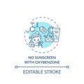 No sunscreen with oxybenzone concept icon