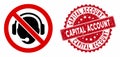 No Support Operator Icon with Textured Capital Account Seal Royalty Free Stock Photo