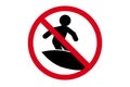 No surfing sign or icon on a white background