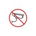 No surveillance line icon, no camera prohibition Royalty Free Stock Photo