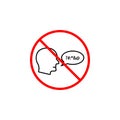 No swearing line icon, prohibition sign, forbidden