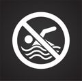 No swimming allowed sign on black background for graphic and web design, Modern simple vector sign. Internet concept. Trendy