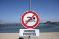 A no swimming danger sign at the beach Royalty Free Stock Photo