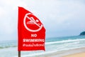 No swimming danger sign at the beach Royalty Free Stock Photo