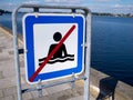No swimming danger warning sign Royalty Free Stock Photo