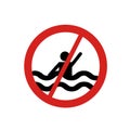 No swimming icon vector sign and symbol isolated on white background, No swimming logo concept Royalty Free Stock Photo