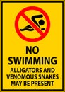 No Swimming Sign, Alligators And Venomous Snakes May Be Present