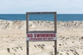 No Swimming Sign on Beach Royalty Free Stock Photo