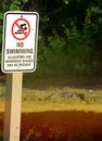 No Swimming Sign By Pond Royalty Free Stock Photo