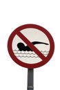 No swimming sign on a white background