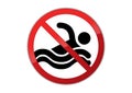 No swimming vector sign. No swimming, vector sign Royalty Free Stock Photo