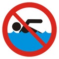 Swimming forbidden, vector sign, eps. Royalty Free Stock Photo