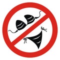 No swimsuits, vector sign, red circle frame