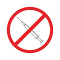 No syringe icon, anti vaccination symbol. for your design