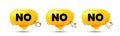 No tag. Negative answer text. Click here buttons. Vector