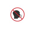 No talking, quiet, silence icon. Vector illustration, flat design