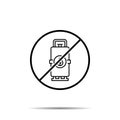 No tank with leaf sign icon. Simple thin line, outline vector of sustainable energy ban, prohibition, embargo, interdict,