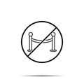No tape, fance icon. Simple thin line, outline vector of cinema ban, prohibition, embargo, interdict, forbiddance icons for ui and