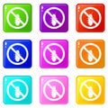 No termite sign icons 9 set