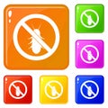 No termite sign icons set vector color