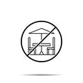 No terrace, table, two tables, umbrella icon. Simple thin line, outline vector of summer ban, prohibition, forbiddance icons for