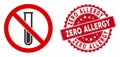 No Test-Tube Icon with Scratched Zero Allergy Seal