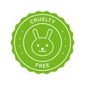 No Tested on Animal Stamp. Cruelty Free Green Label. Natural Cosmetic Makeup Beauty Product Sticker. Rabbit Symbol of