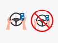 No texting, no cell phone use while driving vector sign Royalty Free Stock Photo