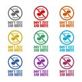 No texting, no cell phone use while driving icon isolated on white background. Set icons colorful Royalty Free Stock Photo