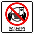 No texting, no cell phone use while driving vector sign, symbol Royalty Free Stock Photo