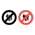 No three people, a group icon. Simple glyph, flat vector of people ban, prohibition, embargo, interdict, forbiddance icons for ui Royalty Free Stock Photo