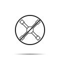 No tire iron, maintenance icon. Simple thin line, outline vector of construction tools ban, prohibition, forbiddance icons for ui