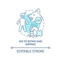 No to biting and nipping turquoise concept icon