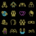 No to racism icons set vector neon