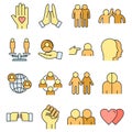 No to racism icons set vector color